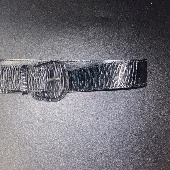 Black Textured Coated Adjustable Belt Women's Size 10 - Picture 2 of 5